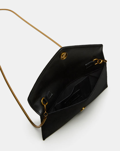 SMOOTH Bag Black Velvet Envelope Logo Crossbody Clutch Handbag | Steve Madden
