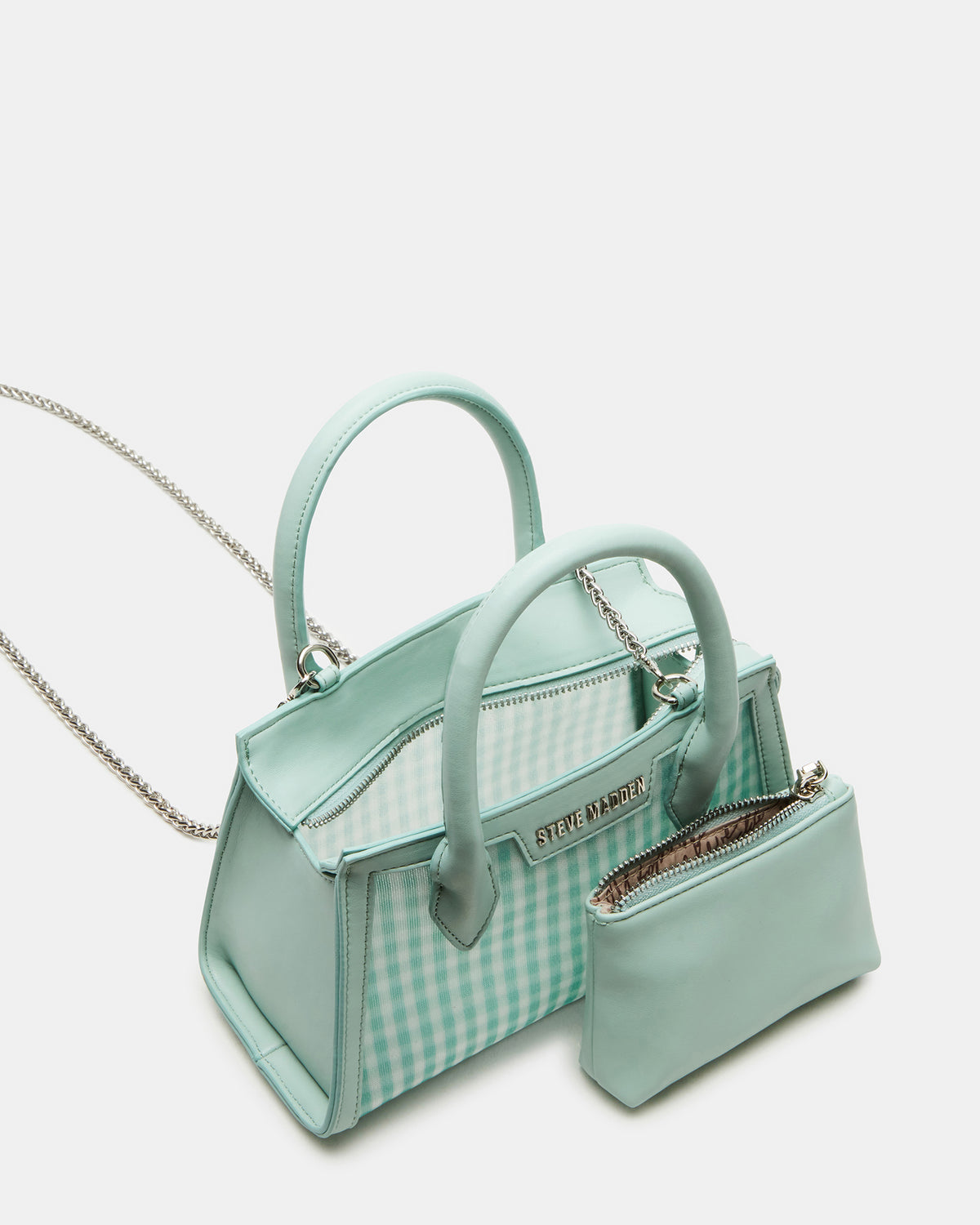PEACHY Green Multi Women's Mini Top-Handle Mesh Handbag | Steve Madden