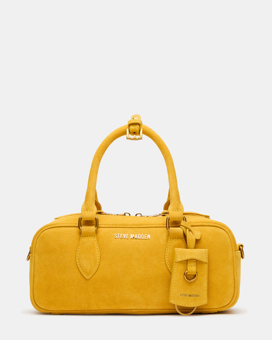 MERIT Bag Mustard Suede Top-Handle Satchel Crossbody Handbag | Steve Madden