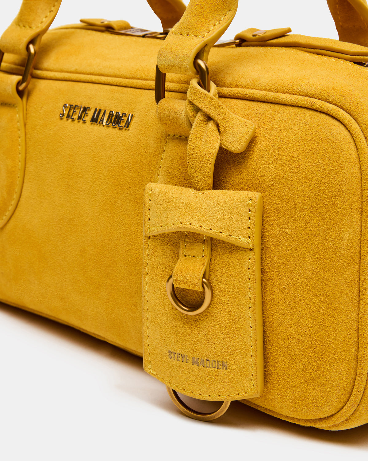 MERIT Bag Mustard Suede Top-Handle Satchel Crossbody Handbag | Steve Madden