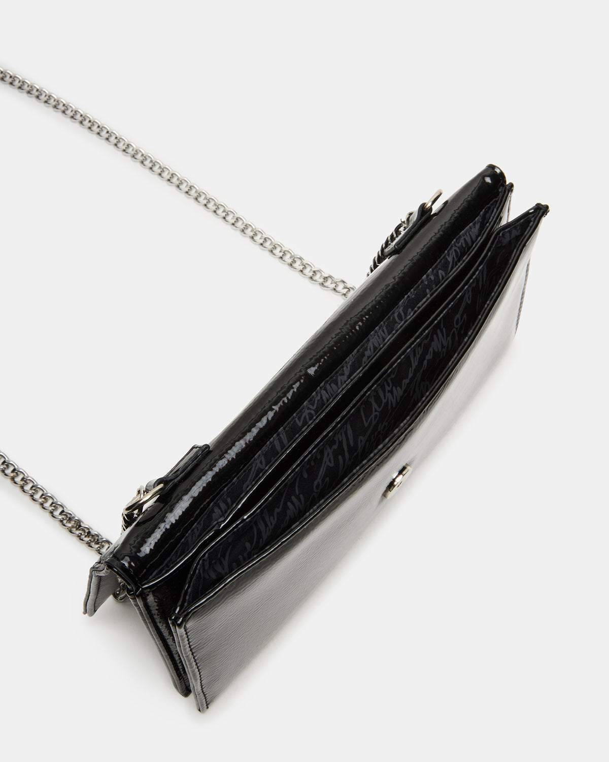 JULIANA Bag Black Patent Crossbody Clutch Handbag | Steve Madden