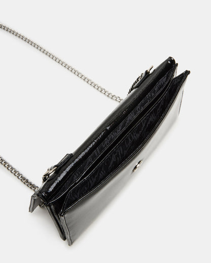 JULIANA Bag Black Patent Crossbody Clutch Handbag | Steve Madden