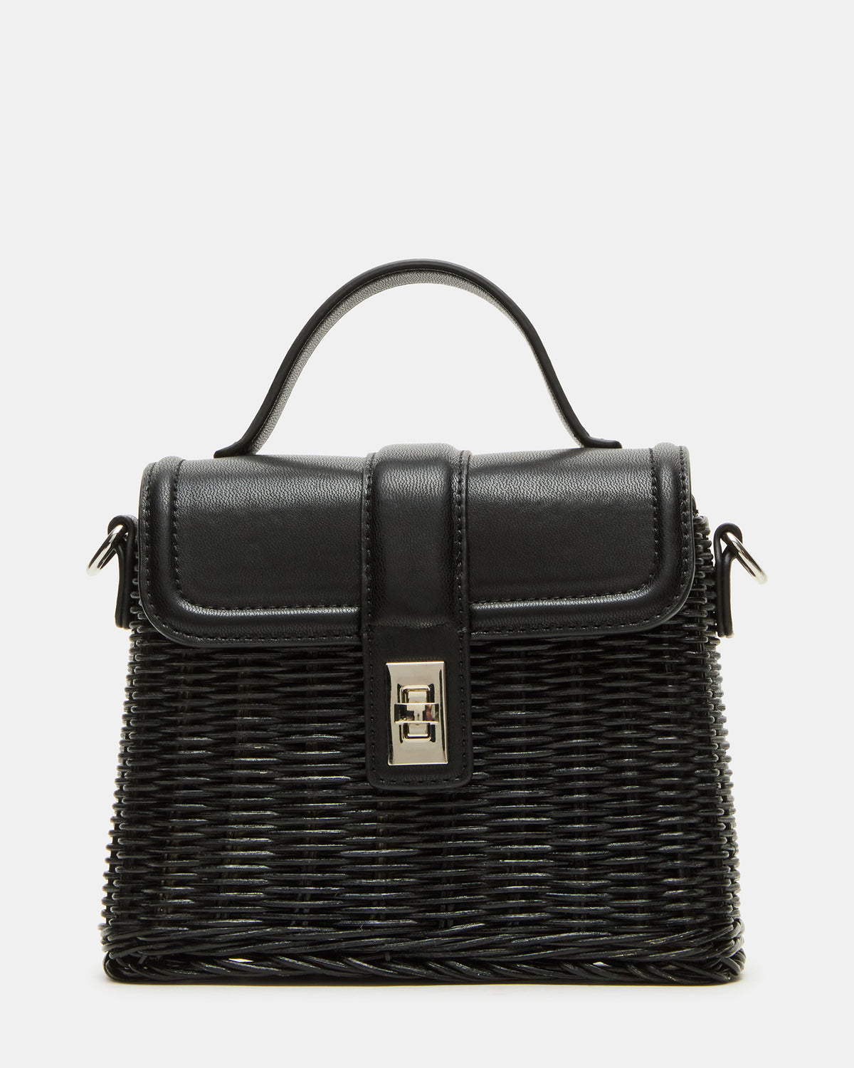CRISTY Bag Black Wicker Top-Handle Sraw Crossbody Handbag | Steve Madden