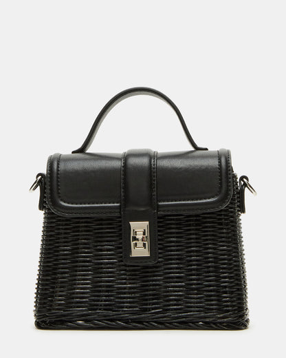 CRISTY Bag Black Wicker Top-Handle Sraw Crossbody Handbag | Steve Madden