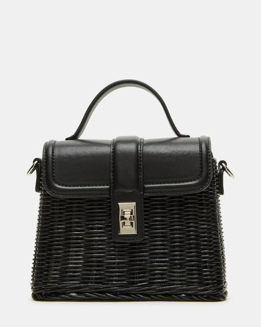 CRISTY Bag Black Wicker Top-Handle Sraw Crossbody Handbag | Steve Madden