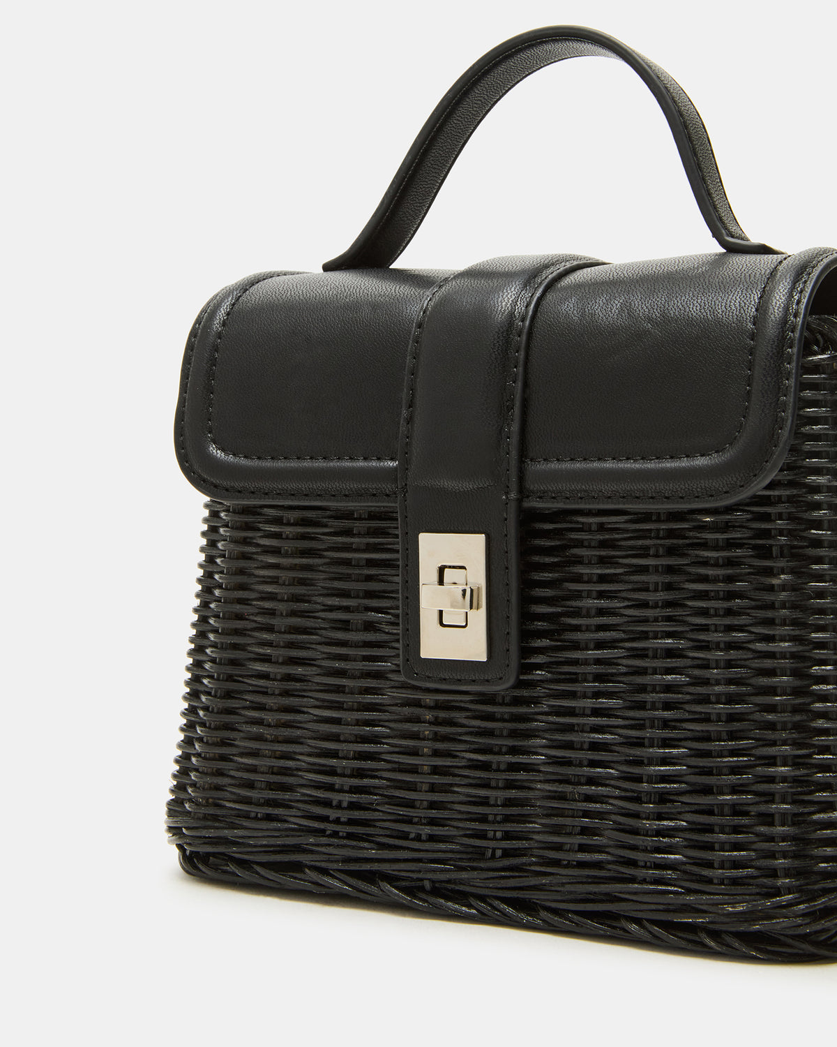 CRISTY Bag Black Wicker Top-Handle Sraw Crossbody Handbag | Steve Madden