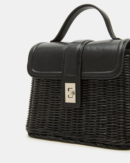 CRISTY Bag Black Wicker Top-Handle Sraw Crossbody Handbag | Steve Madden
