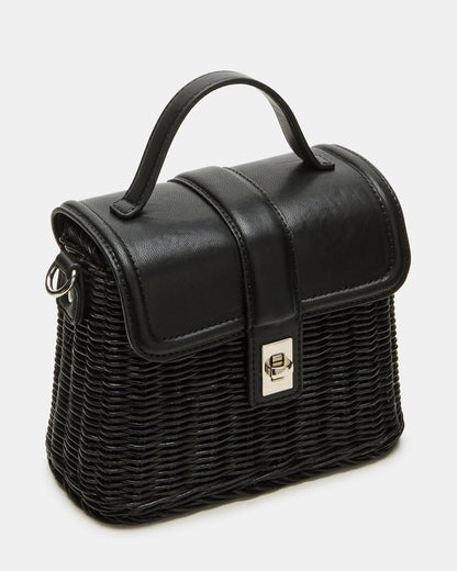 CRISTY Bag Black Wicker Top-Handle Sraw Crossbody Handbag | Steve Madden