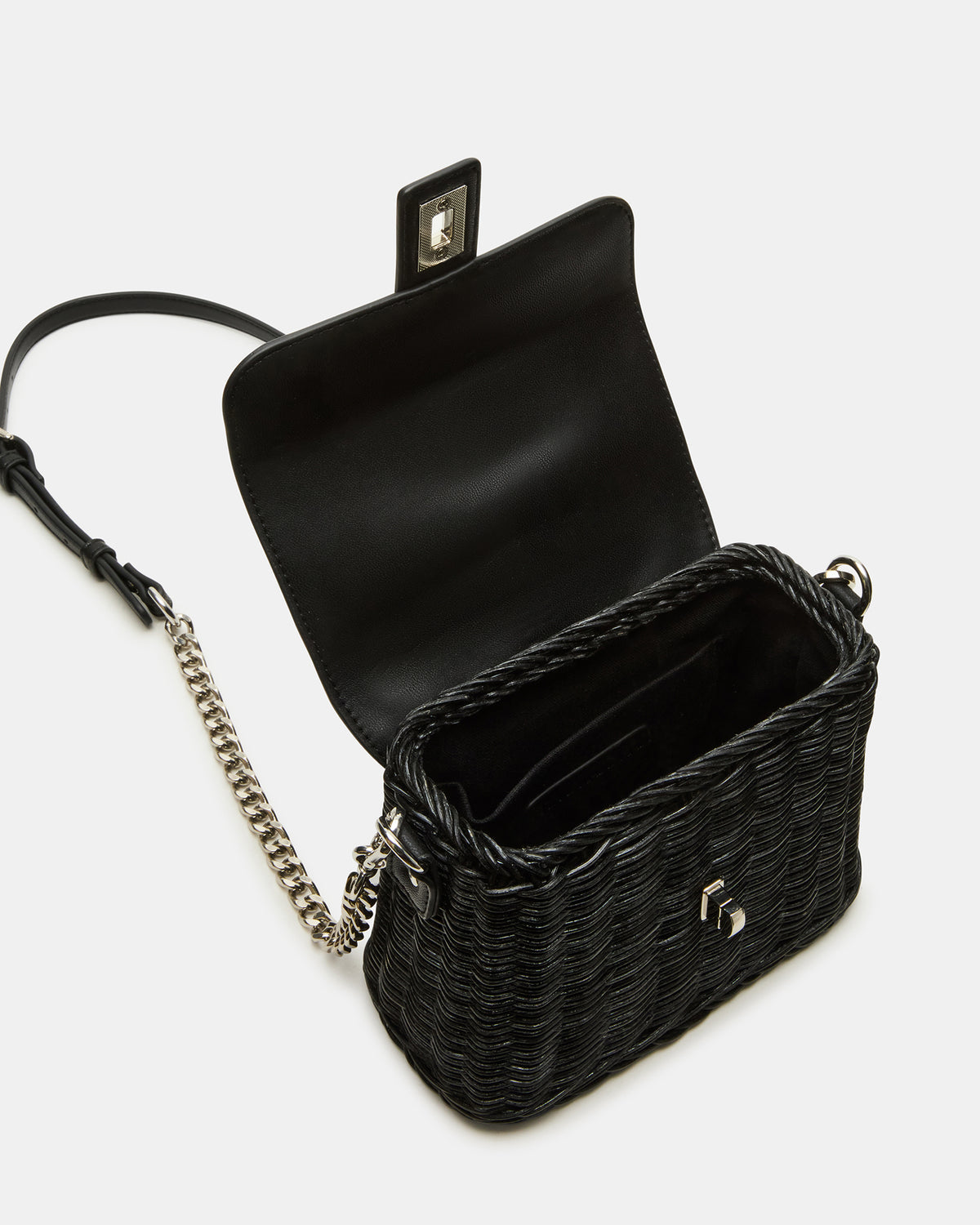 CRISTY Bag Black Wicker Top-Handle Sraw Crossbody Handbag | Steve Madden