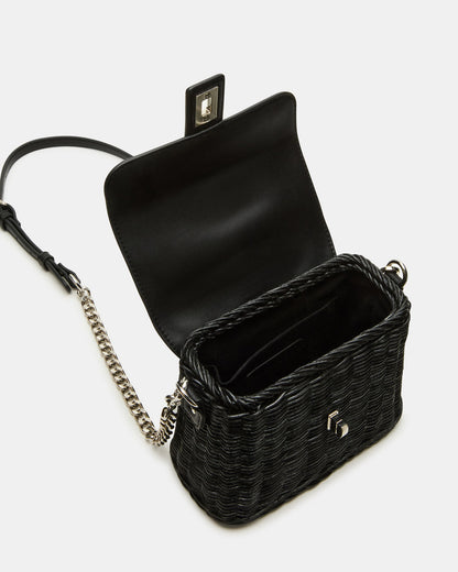 CRISTY Bag Black Wicker Top-Handle Sraw Crossbody Handbag | Steve Madden