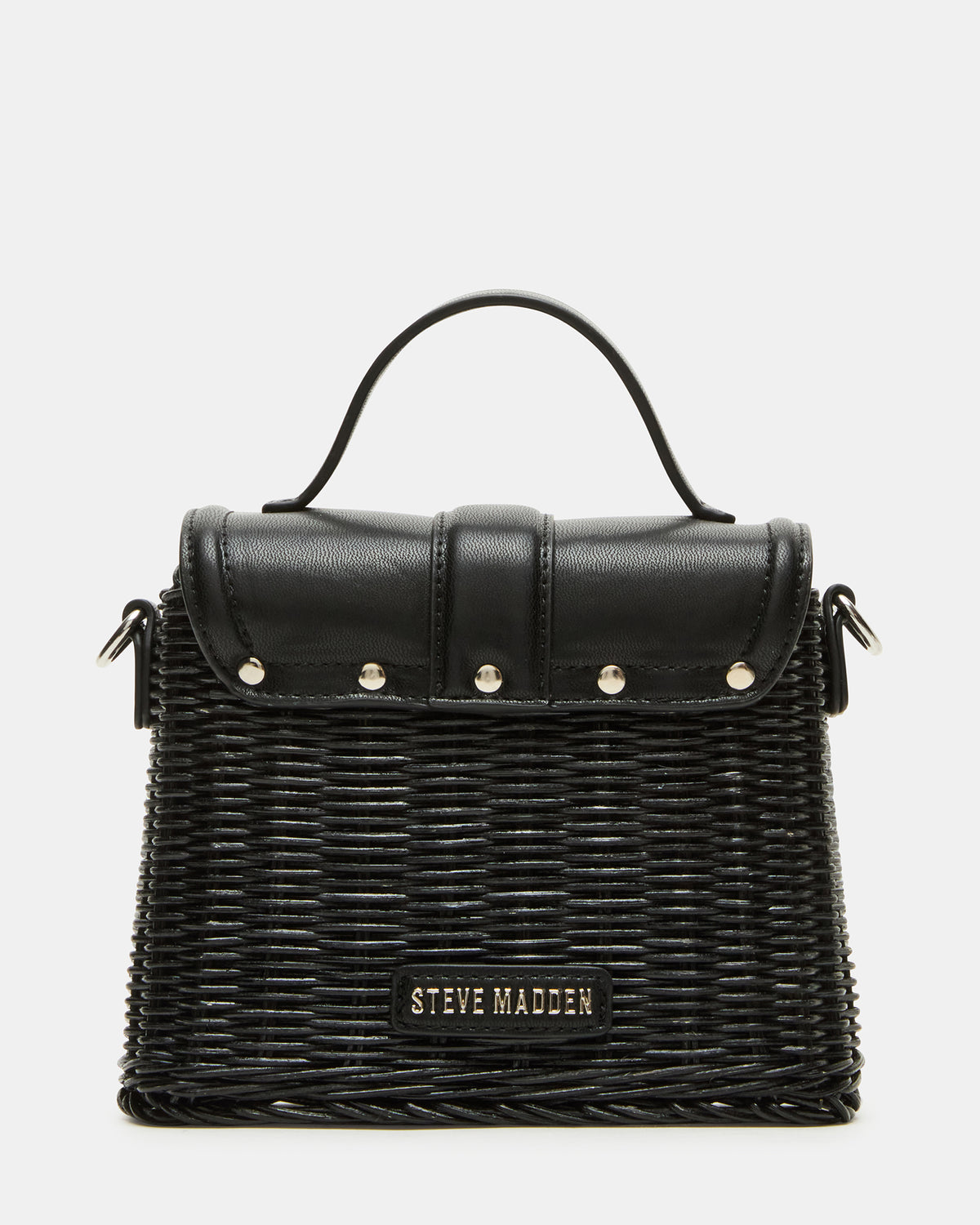 CRISTY Bag Black Wicker Top-Handle Sraw Crossbody Handbag | Steve Madden