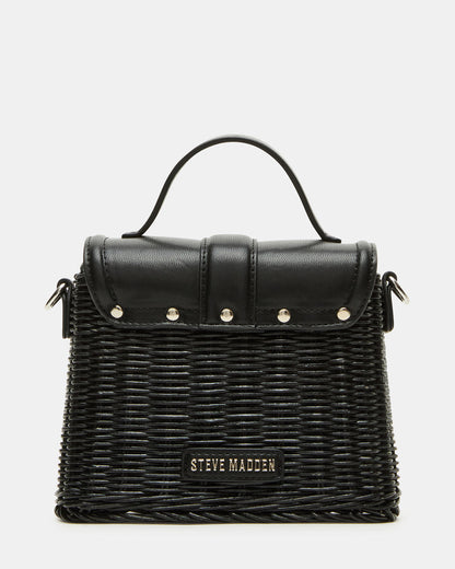 CRISTY Bag Black Wicker Top-Handle Sraw Crossbody Handbag | Steve Madden