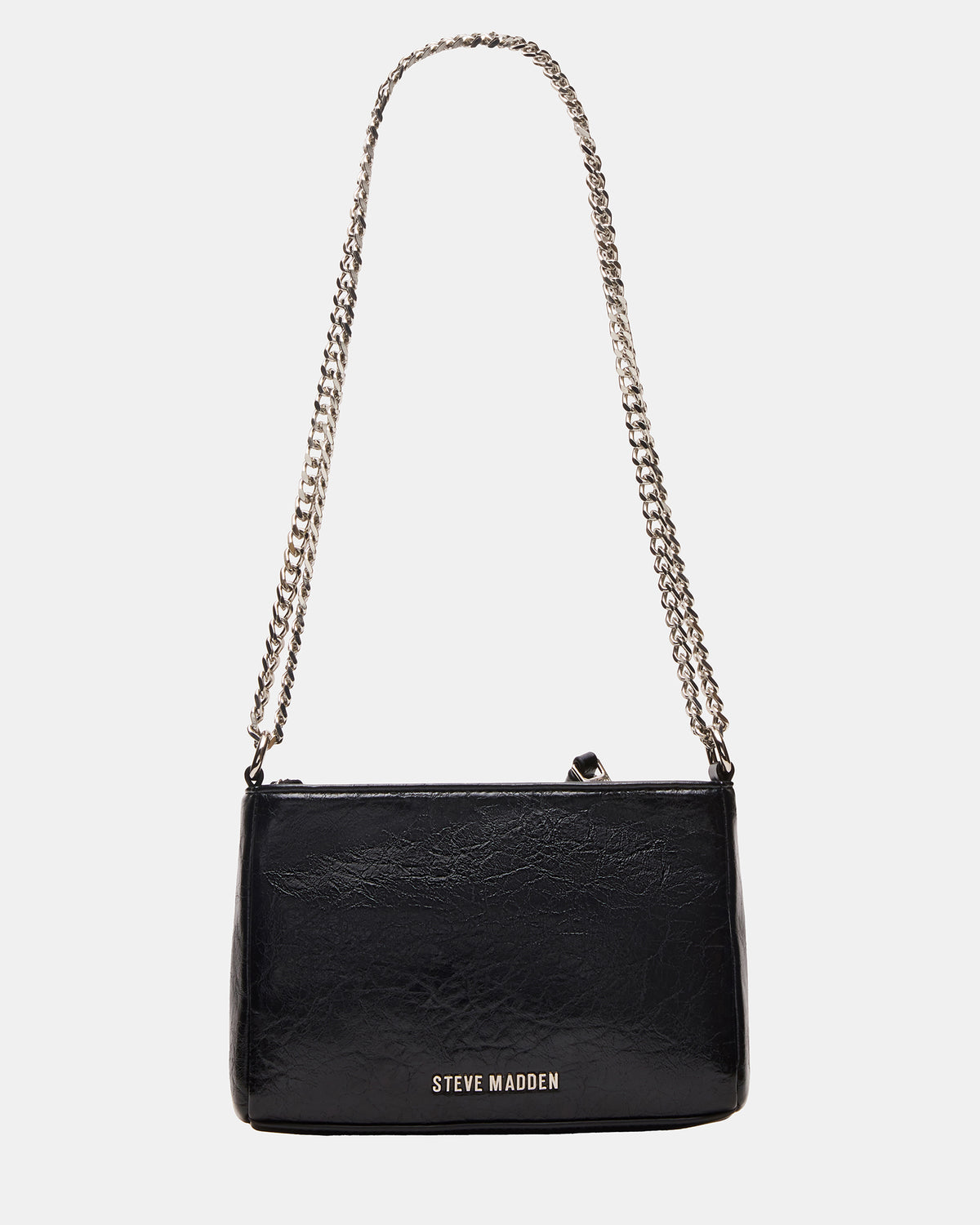 SKY Bag Black/Silver Moto Rhinestone Embellished Stud Crossbody Handbag | Steve Madden