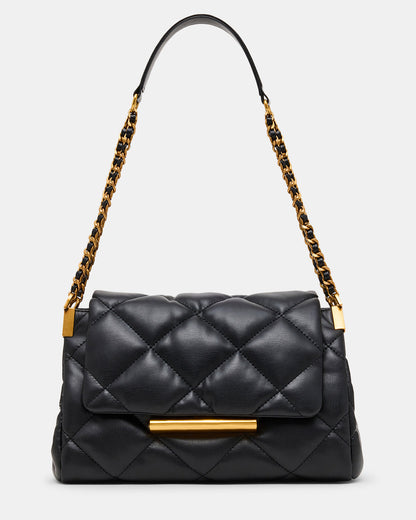 COLETTE Bag Black/Gold Quilted Chain Shoulder Handbag | Steve Madden