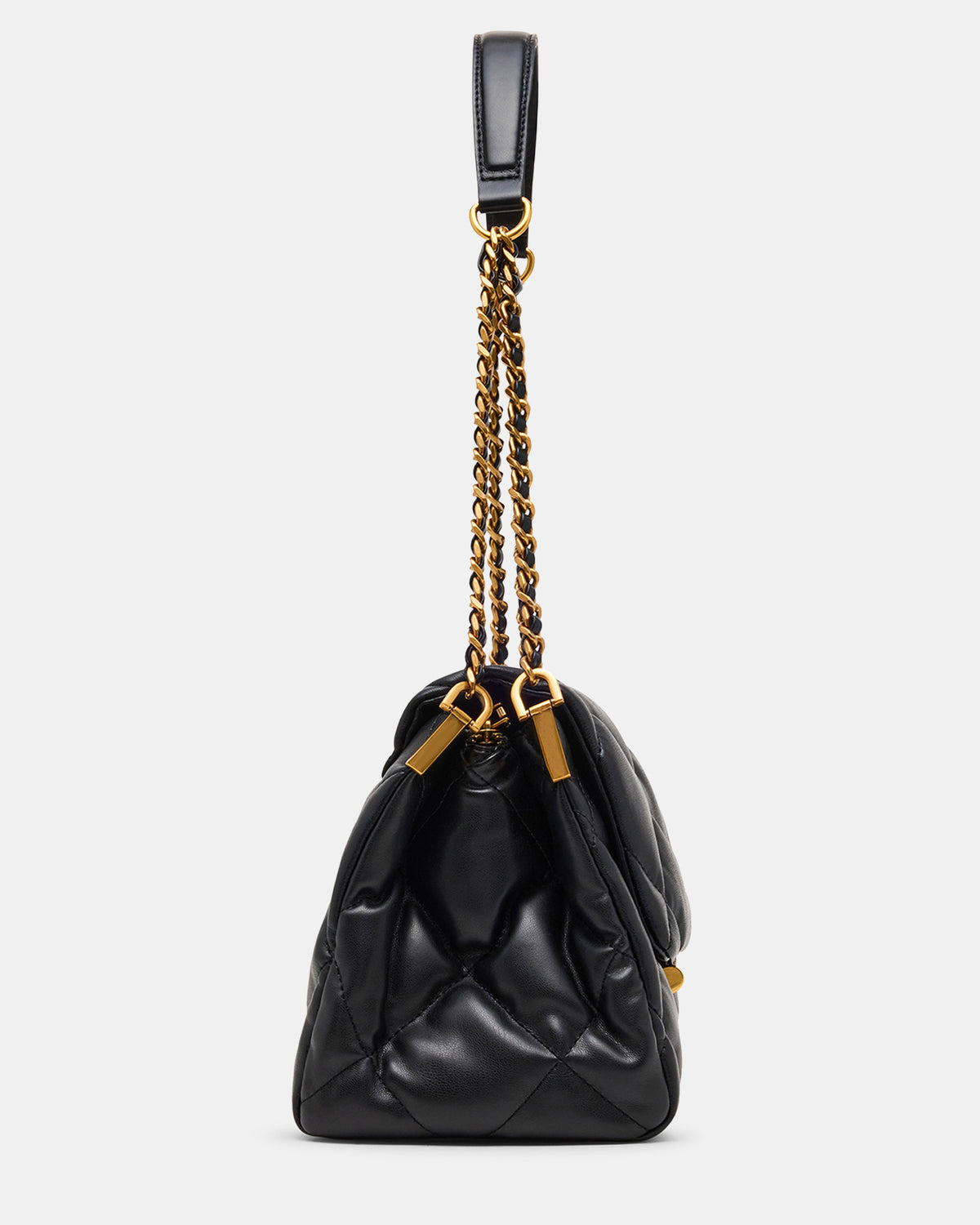 COLETTE Bag Black/Gold Quilted Chain Shoulder Handbag | Steve Madden