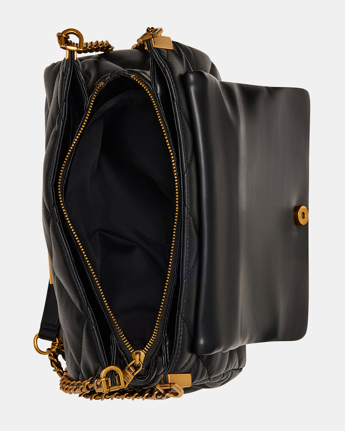 COLETTE Bag Black/Gold Quilted Chain Shoulder Handbag | Steve Madden