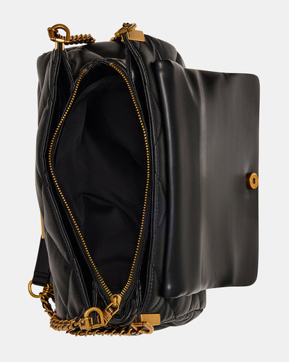 COLETTE Bag Black/Gold Quilted Chain Shoulder Handbag | Steve Madden