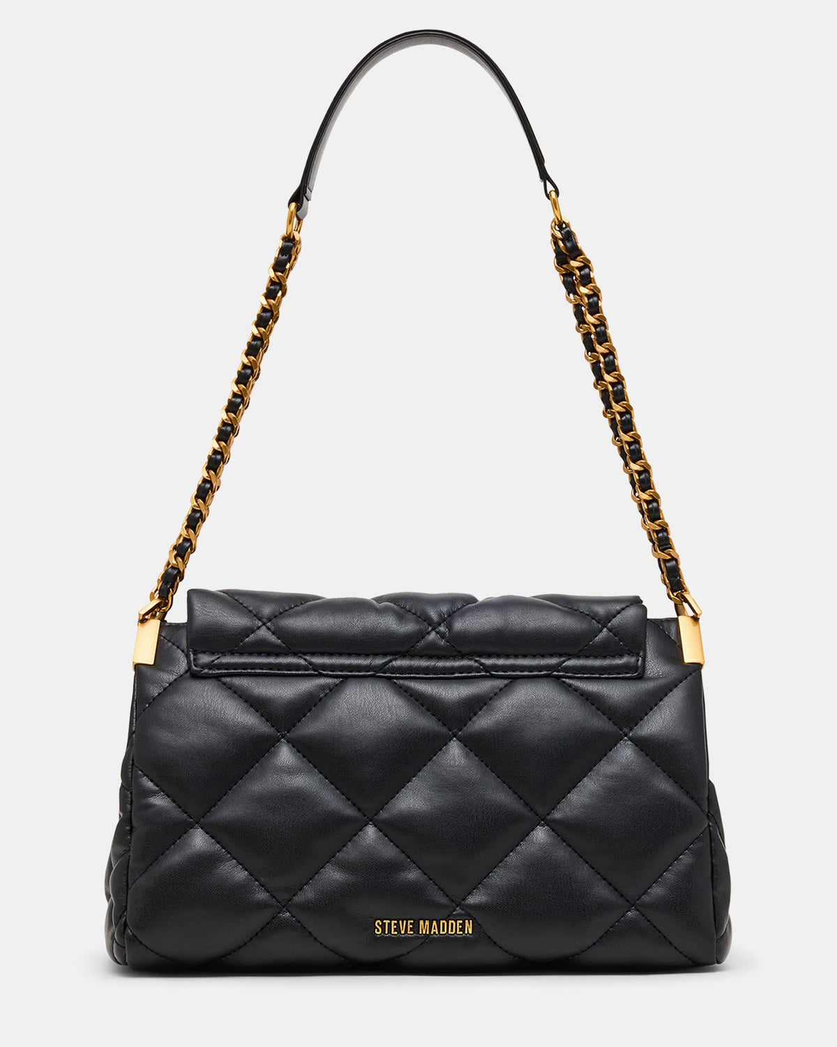 COLETTE Bag Black/Gold Quilted Chain Shoulder Handbag | Steve Madden