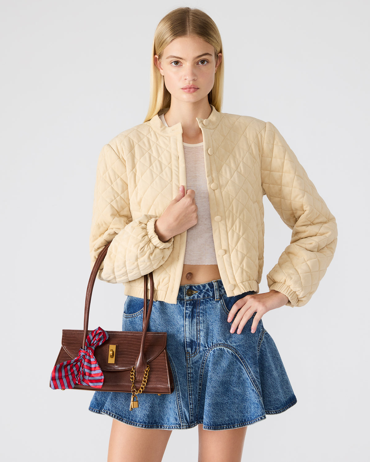 MILAN Bag Chocolate Elongated Menswear-Inspired Shoulder Strap Handbag | Steve Madden
