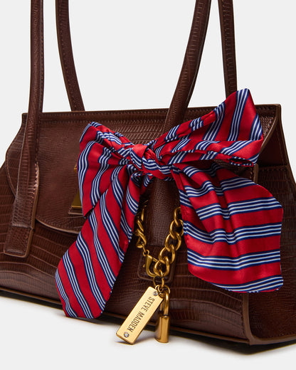 MILAN Bag Chocolate Elongated Menswear-Inspired Shoulder Strap Handbag | Steve Madden
