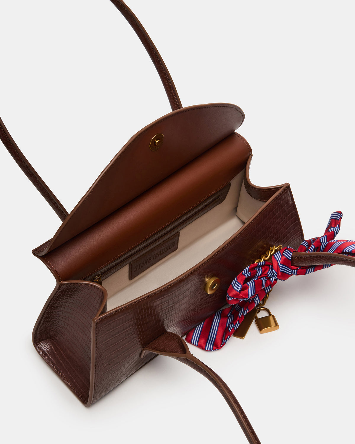 MILAN Bag Chocolate Elongated Menswear-Inspired Shoulder Strap Handbag | Steve Madden