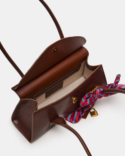 MILAN Bag Chocolate Elongated Menswear-Inspired Shoulder Strap Handbag | Steve Madden