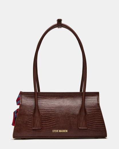 MILAN Bag Chocolate Elongated Menswear-Inspired Shoulder Strap Handbag | Steve Madden
