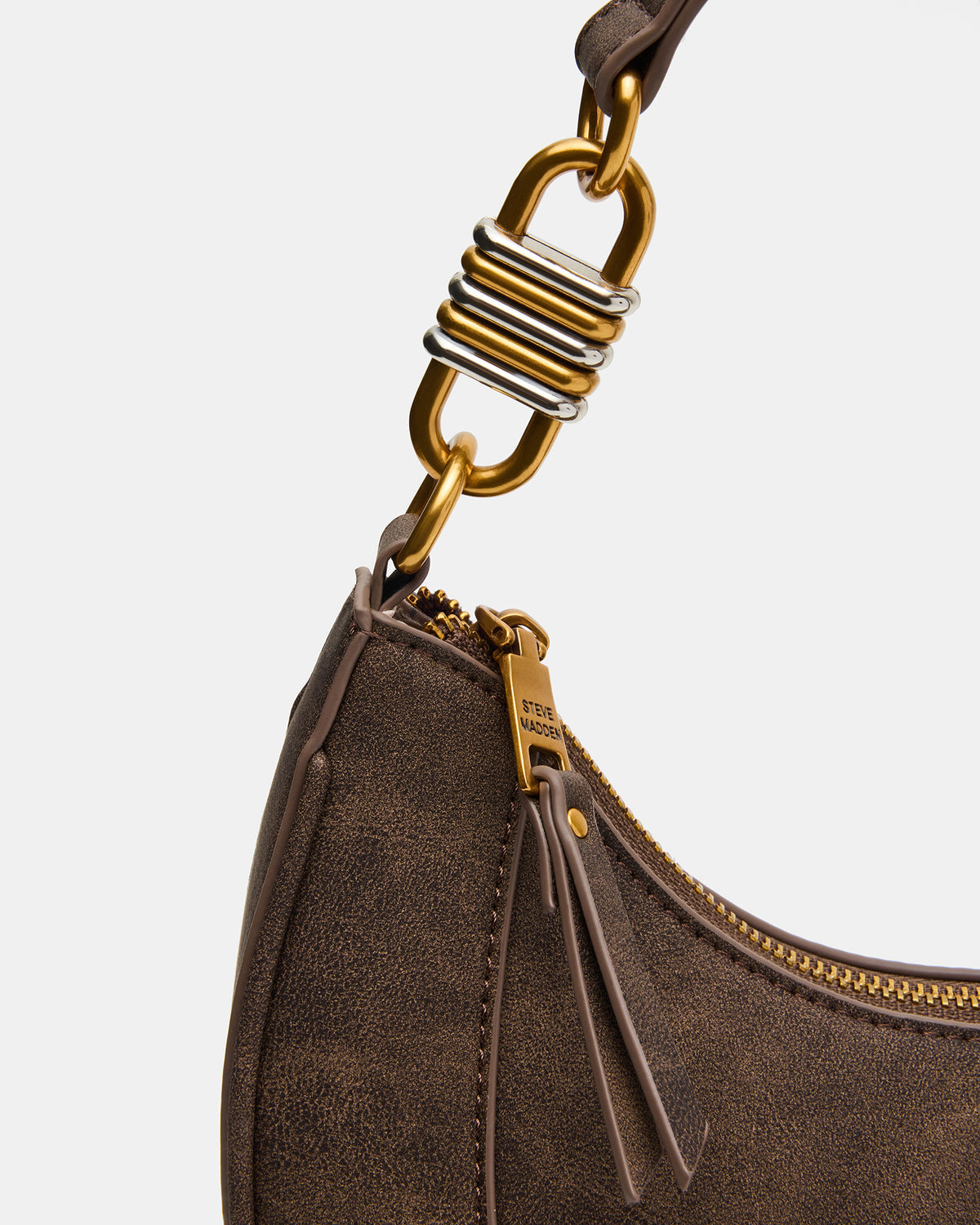 LOHAN Bag Brown Structured Hobo Shoulder Handbag | Steve Madden