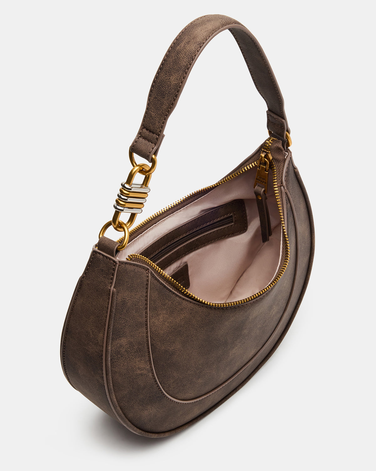 LOHAN Bag Brown Structured Hobo Shoulder Handbag | Steve Madden