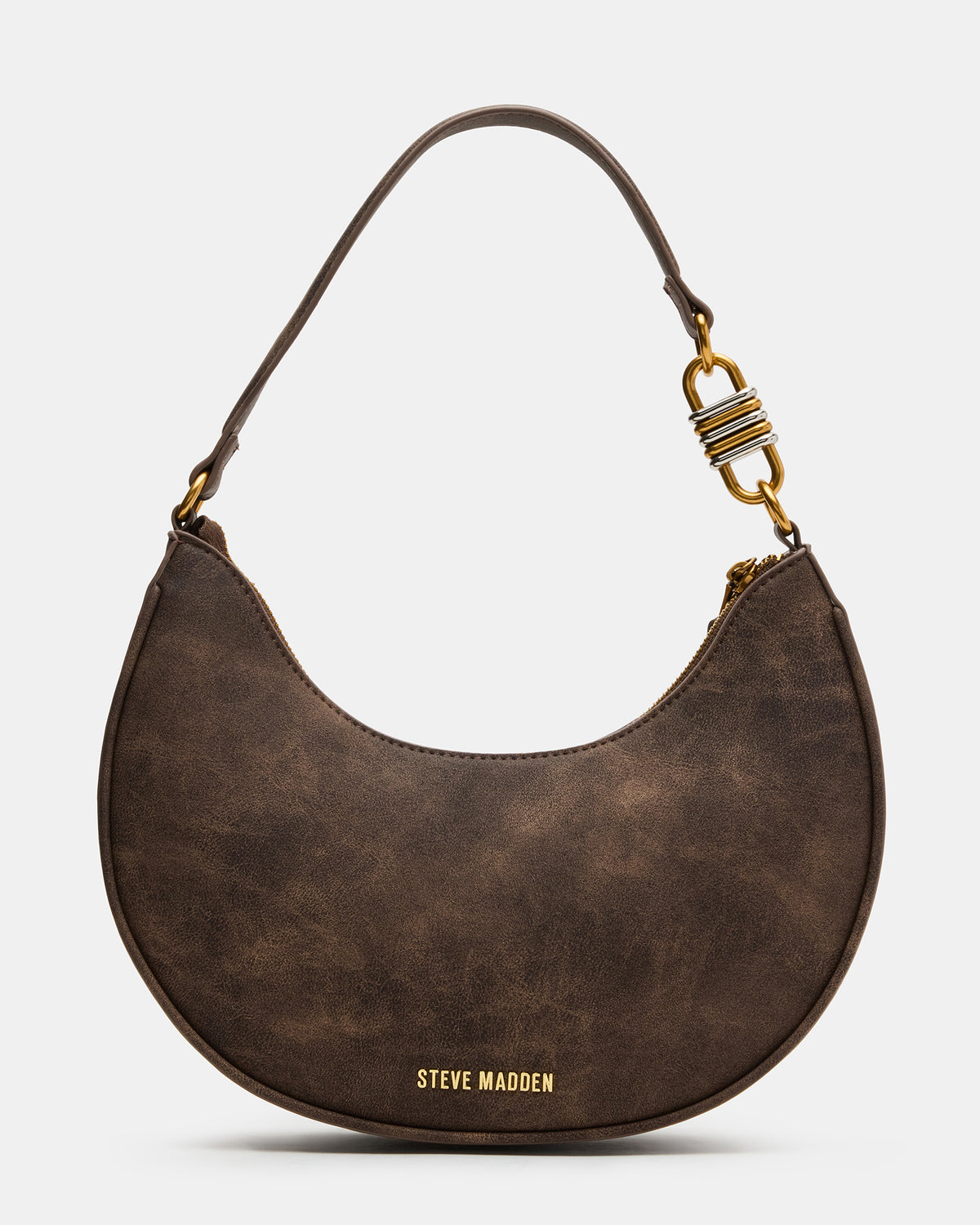 LOHAN Bag Brown Structured Hobo Shoulder Handbag | Steve Madden