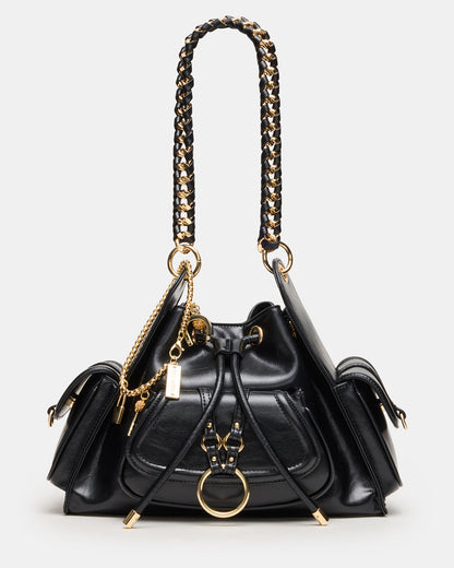 DRU Bag Black Hobo Shoulder Strap Chain Strap Handbag | Steve Madden