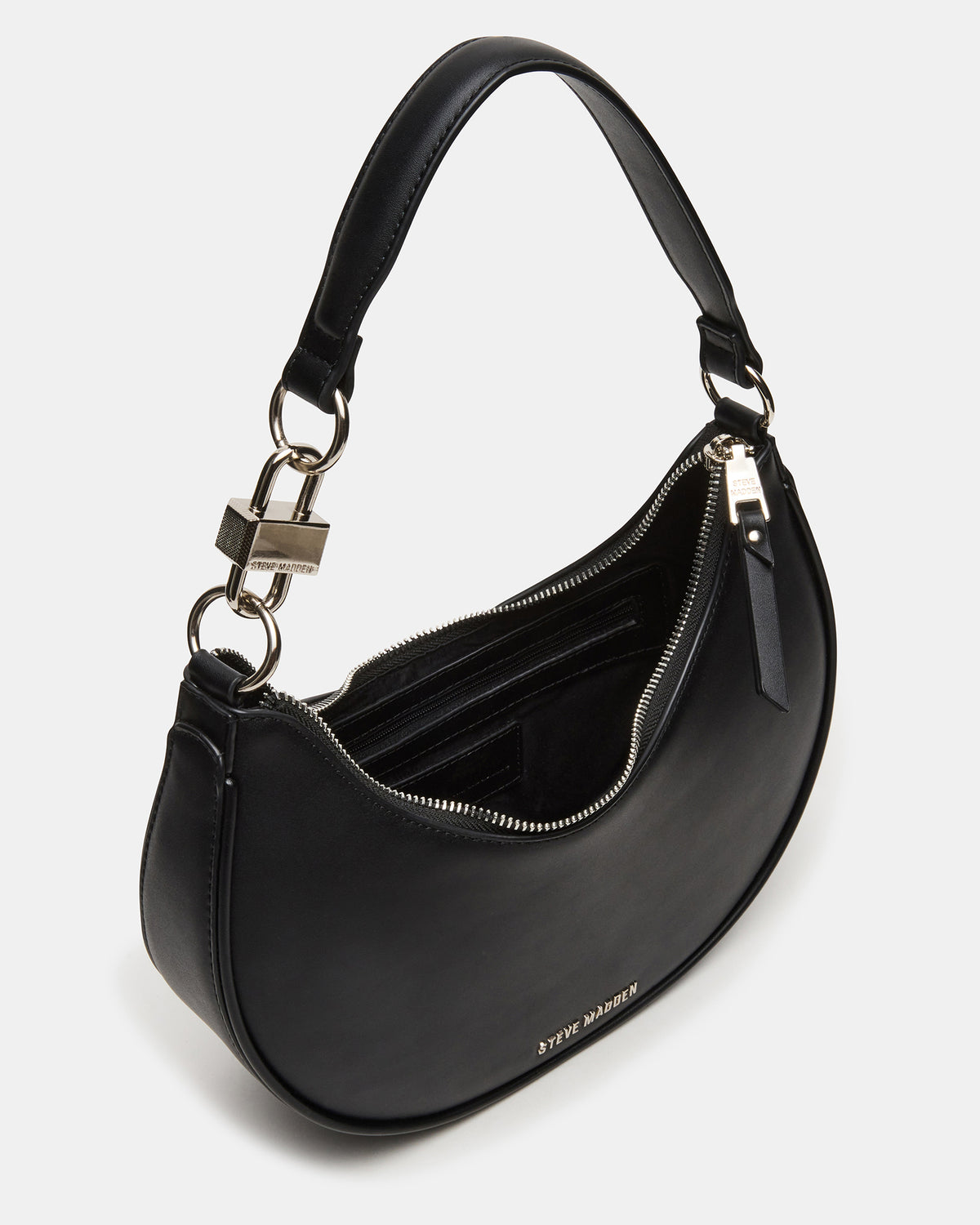 LOHAN Bag Black Structured Hobo Shoulder Handbag | Steve Madden