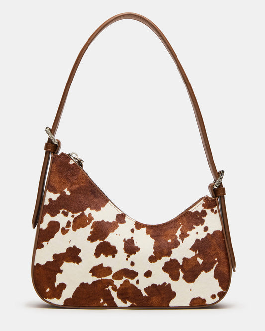 SMITH Bag Brown Cow Print Asymmetric Shoulder Handbag | Steve Madden