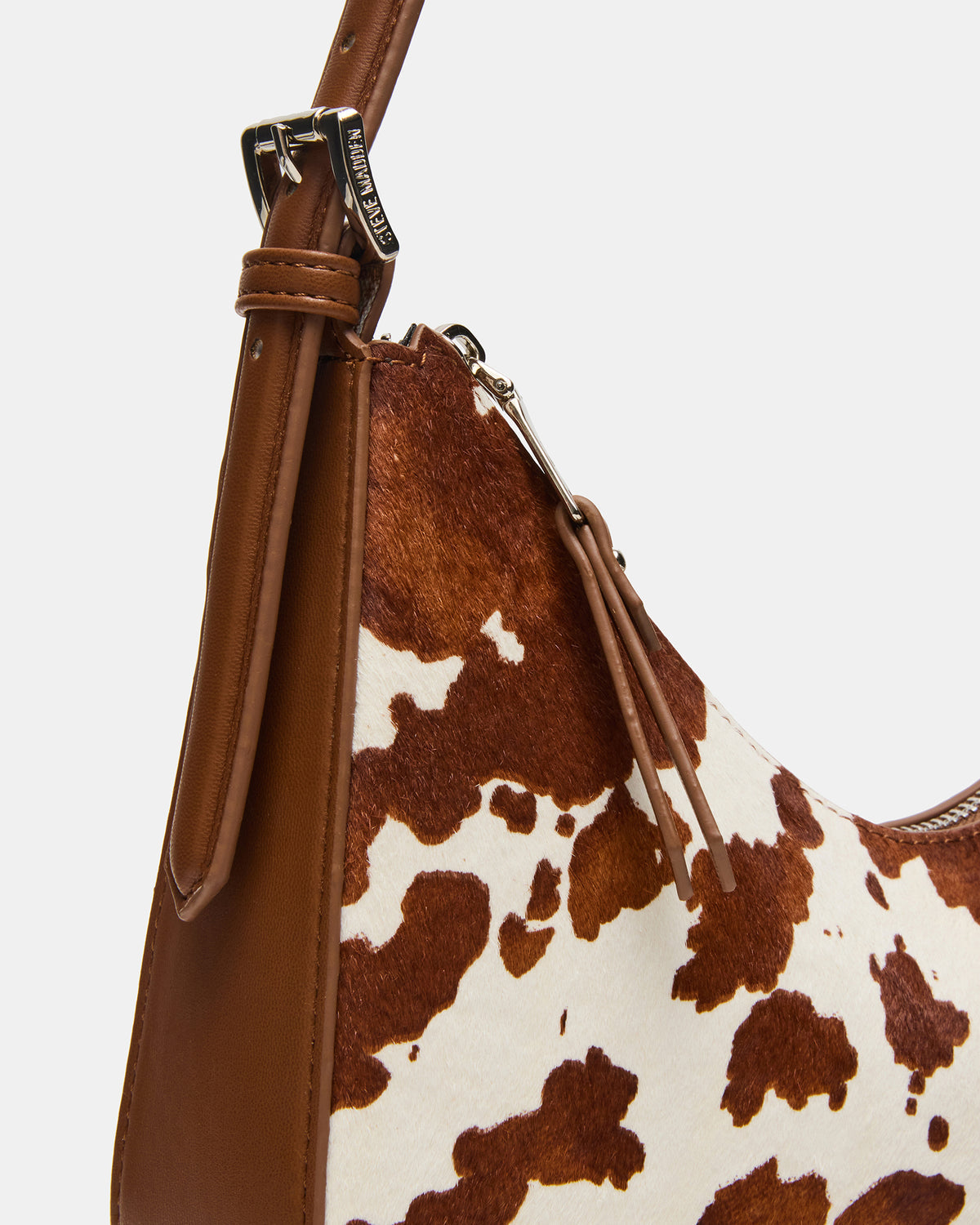 SMITH Bag Brown Cow Print Asymmetric Shoulder Handbag | Steve Madden