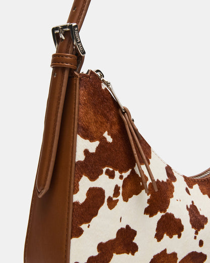 SMITH Bag Brown Cow Print Asymmetric Shoulder Handbag | Steve Madden