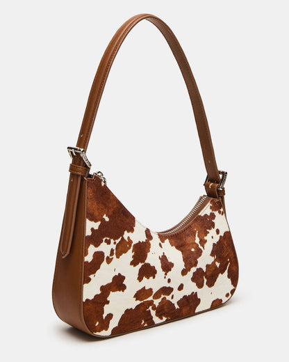 SMITH Bag Brown Cow Print Asymmetric Shoulder Handbag | Steve Madden