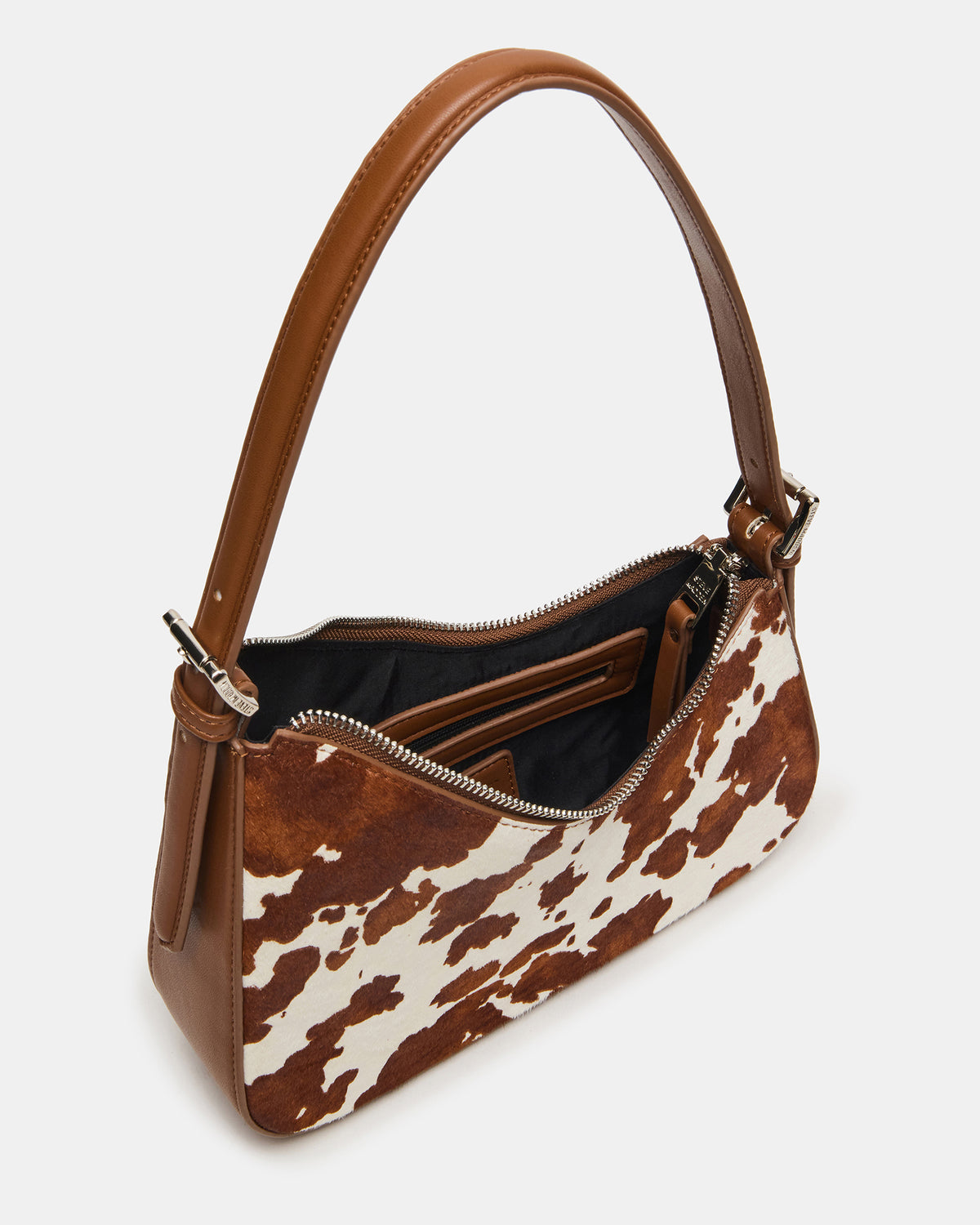 SMITH Bag Brown Cow Print Asymmetric Shoulder Handbag | Steve Madden