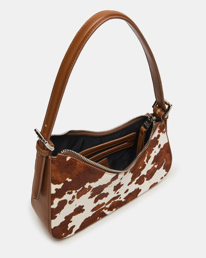SMITH Bag Brown Cow Print Asymmetric Shoulder Handbag | Steve Madden