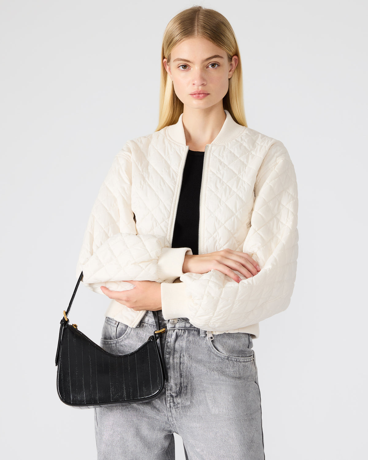 SMITH Bag Black Eel Asymmetric Shoulder Handbag | Steve Madden