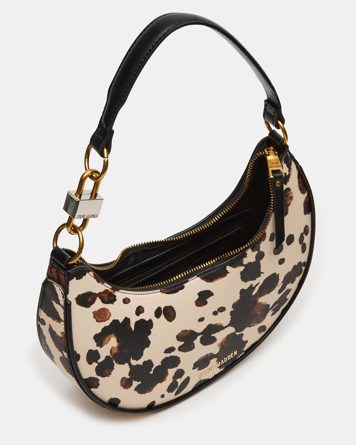 LOHAN Bag Brown Print Structured Hobo Shoulder Handbag | Steve Madden