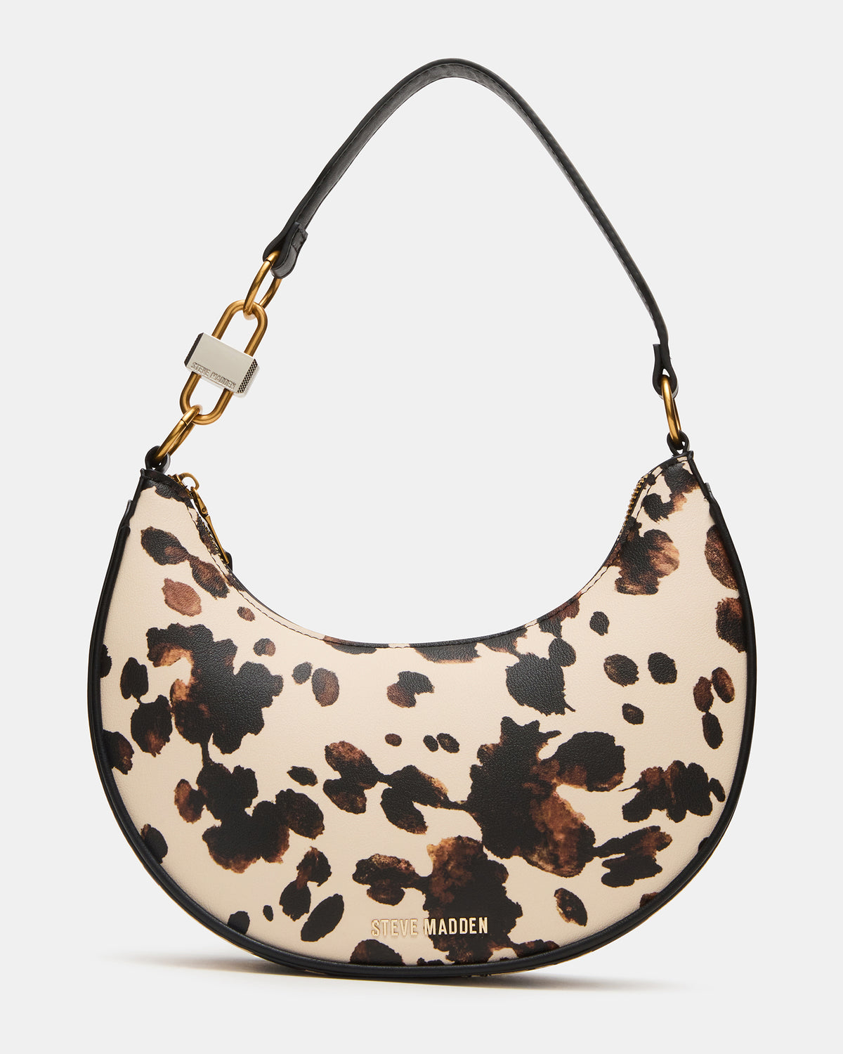 LOHAN Bag Brown Print Structured Hobo Shoulder Handbag | Steve Madden