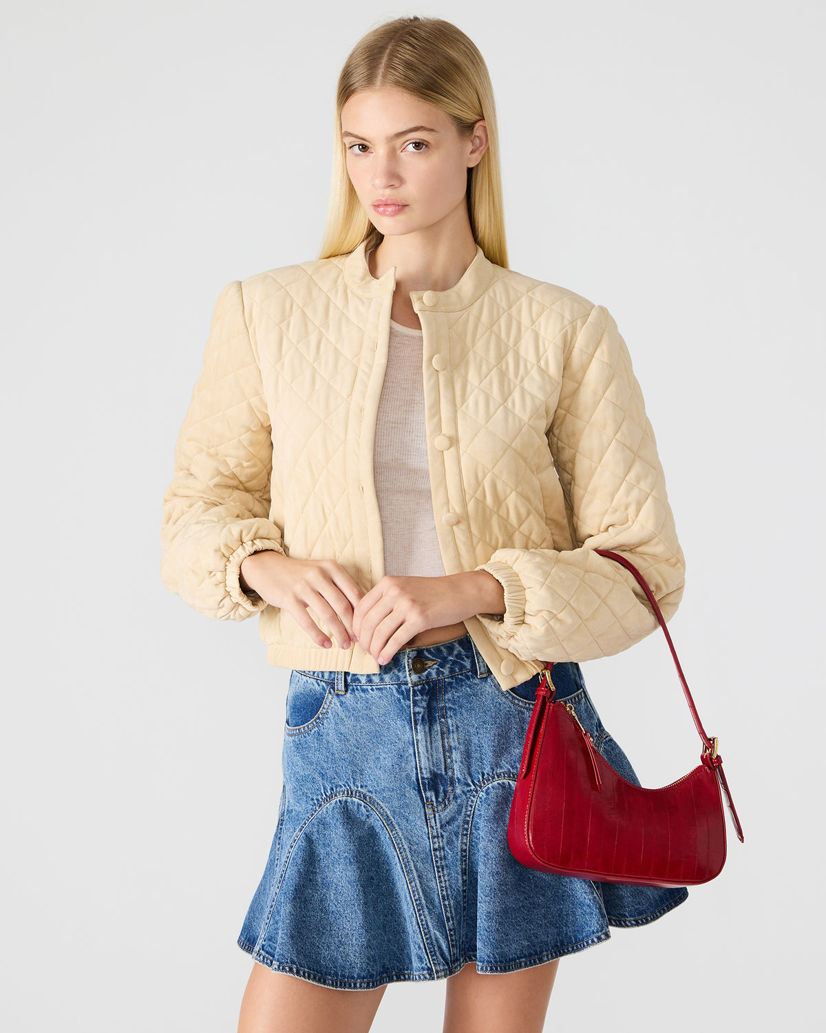 SMITH Bag Red Eel Asymmetric Shoulder Handbag | Steve Madden