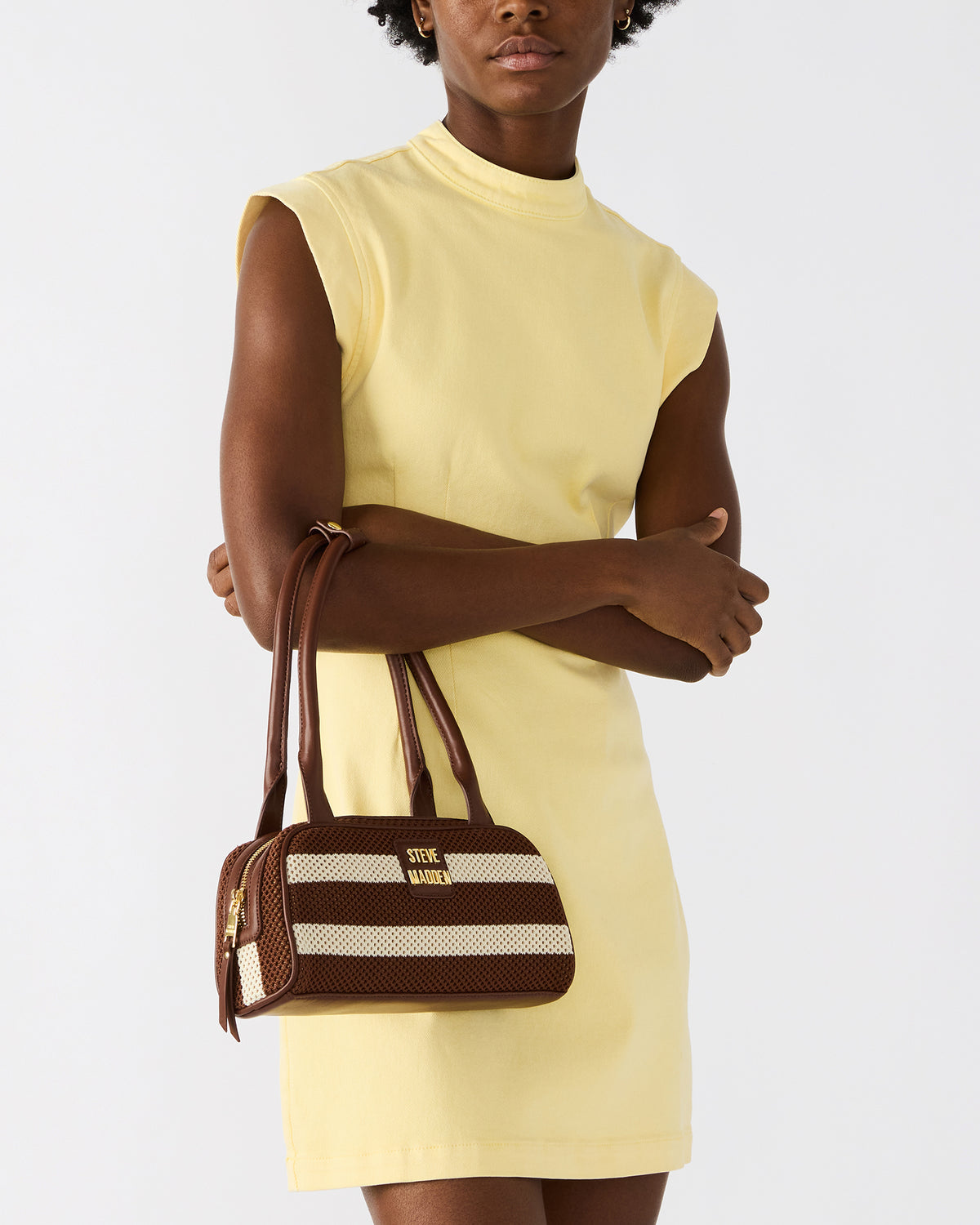 LAGUNE Bag Chocolate Multi Elongated Straw Shoulder Strap Handbag | Steve Madden
