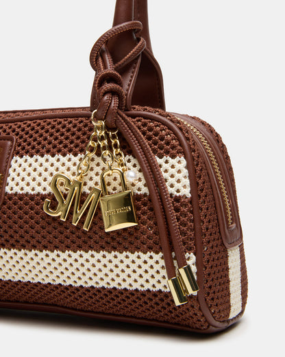 LAGUNE Bag Chocolate Multi Elongated Straw Shoulder Strap Handbag | Steve Madden