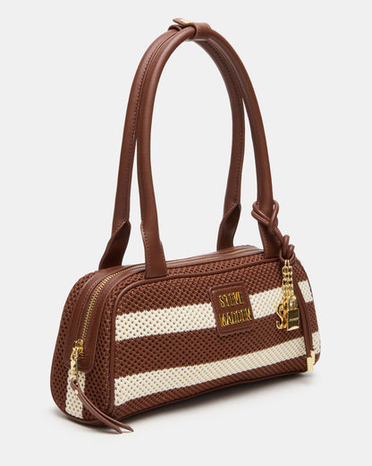 LAGUNE Bag Chocolate Multi Elongated Straw Shoulder Strap Handbag | Steve Madden