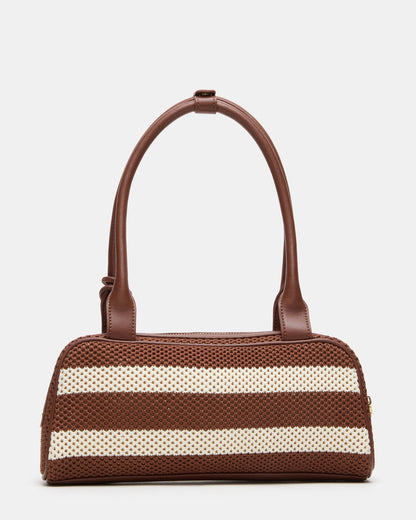 LAGUNE Bag Chocolate Multi Elongated Straw Shoulder Strap Handbag | Steve Madden