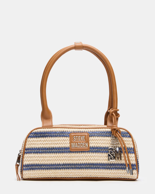 LAGUNE Bag Navy Multi Elongated Straw Shoulder Strap Handbag | Steve Madden
