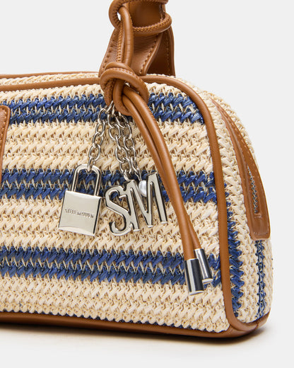 LAGUNE Bag Navy Multi Elongated Straw Shoulder Strap Handbag | Steve Madden