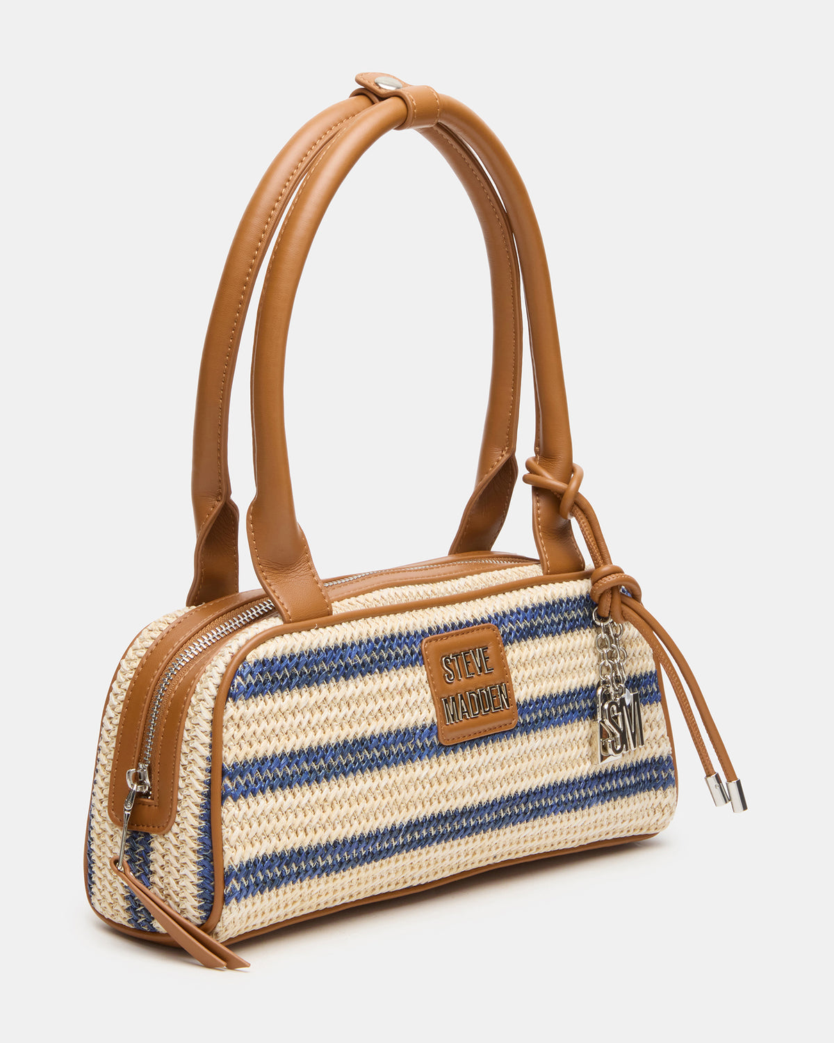 LAGUNE Bag Navy Multi Elongated Straw Shoulder Strap Handbag | Steve Madden