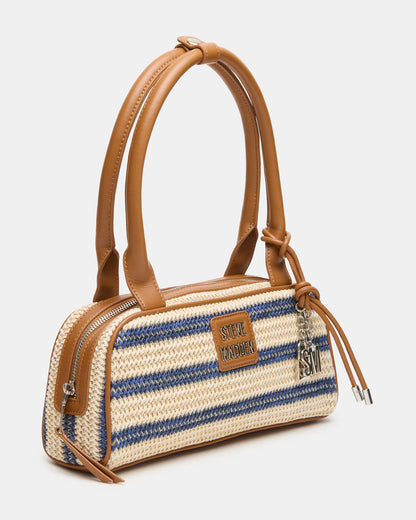 LAGUNE Bag Navy Multi Elongated Straw Shoulder Strap Handbag | Steve Madden